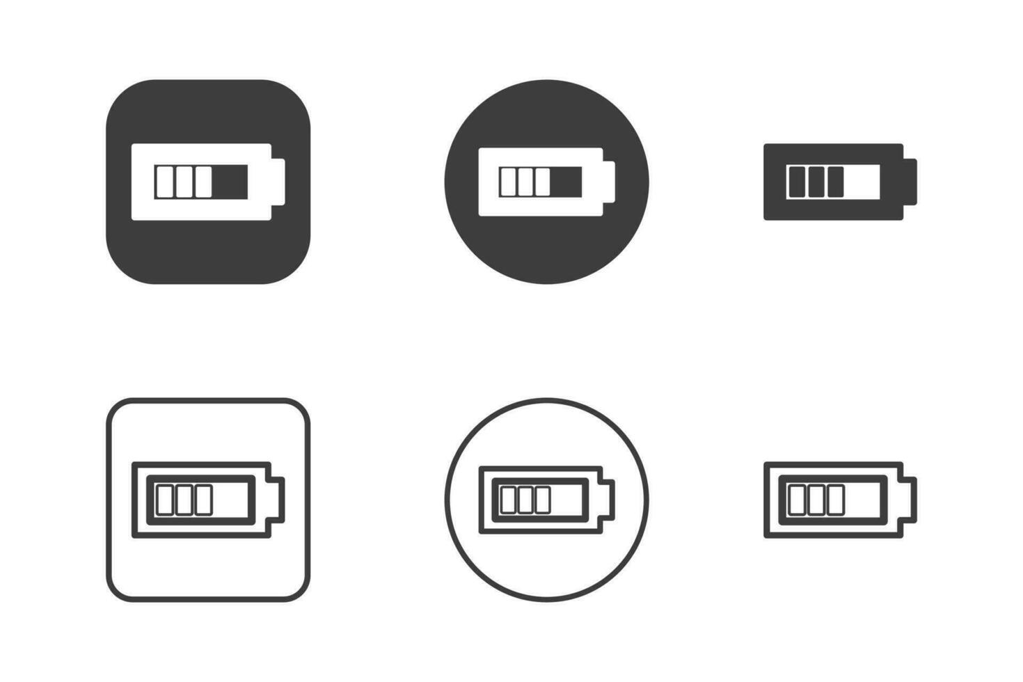 batteri ikon design 6 variationer. isolerat på vit bakgrund. vektor