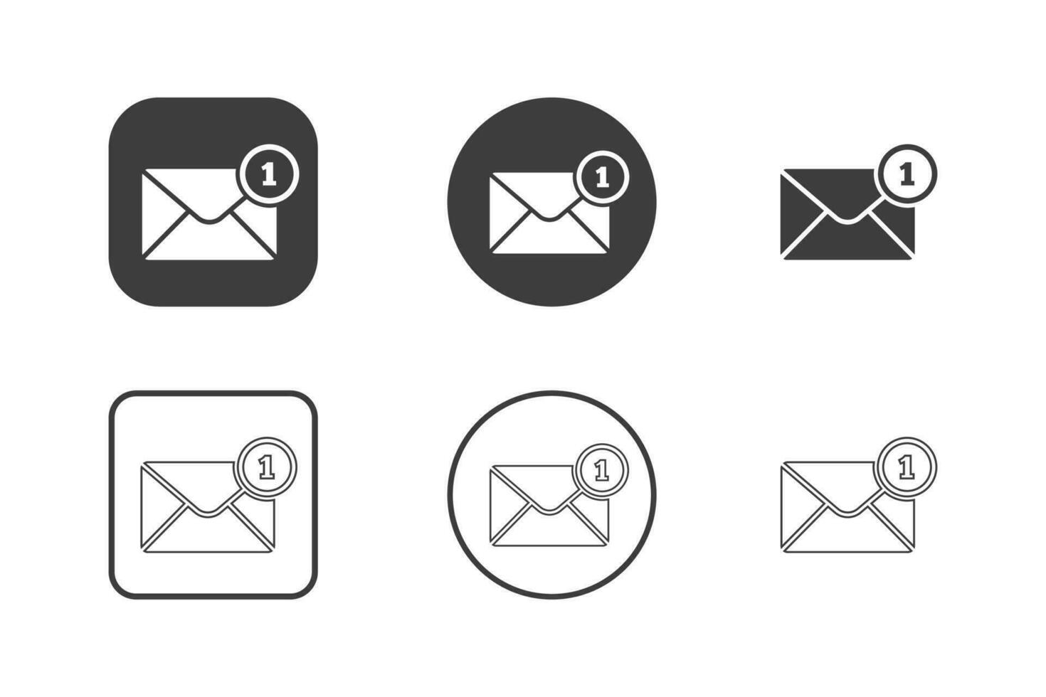 Email Botschaft Symbol Design 6 Variationen. isoliert auf Weiß Hintergrund. vektor