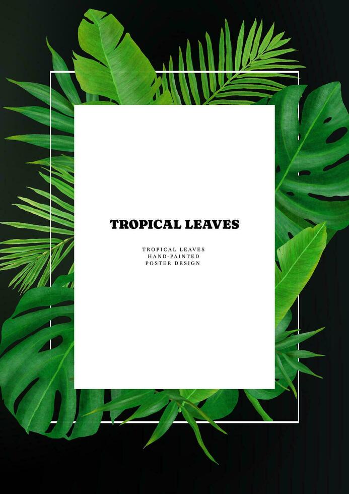 tropisch Blätter botanisch Luxus Rahmen Vertikale Poster vektor