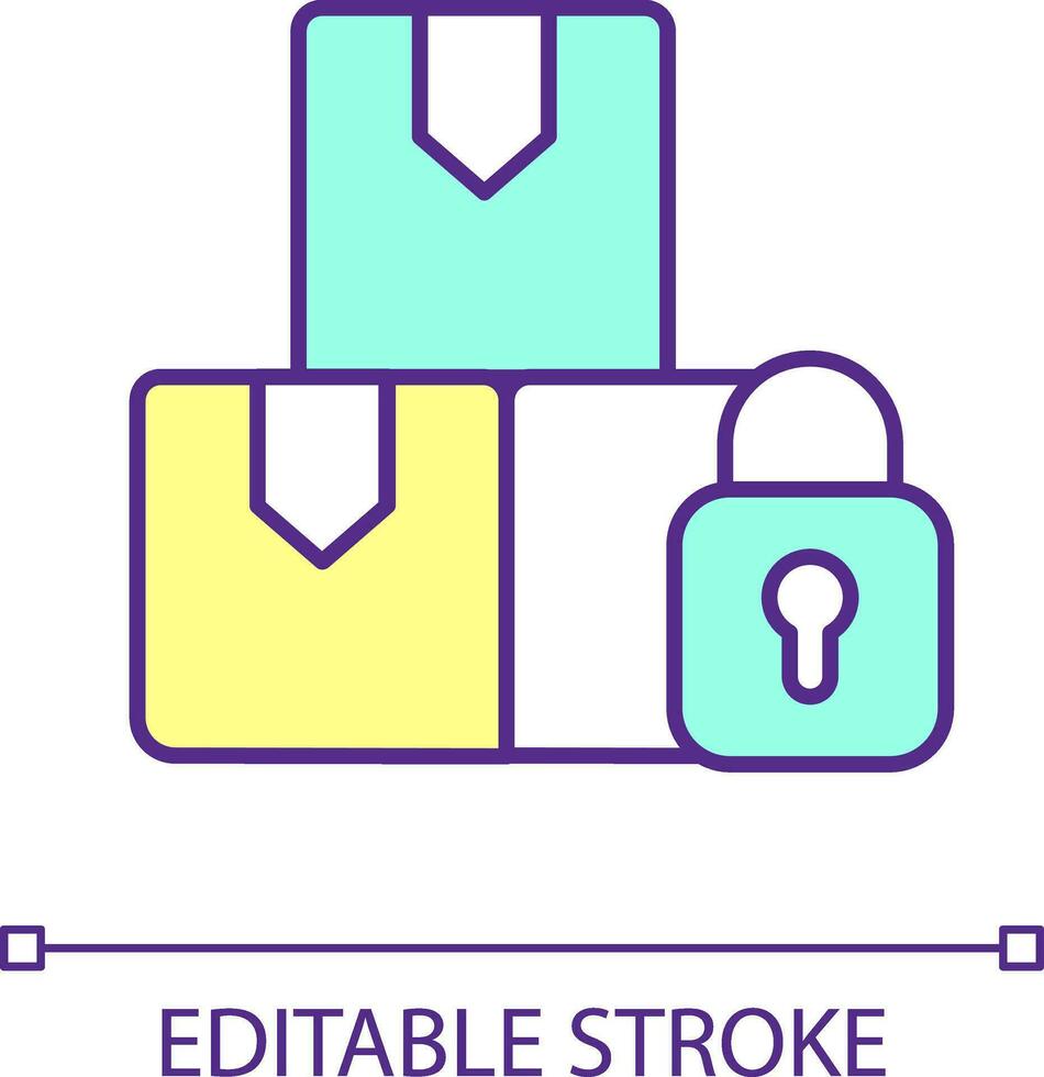 Ladung und sperren rgb Farbe Symbol. kommerziell Fahren. Waren Paket. Sendung und Lieferung. Lagerhaus. isoliert Vektor Illustration. einfach gefüllt Linie Zeichnung. editierbar Schlaganfall