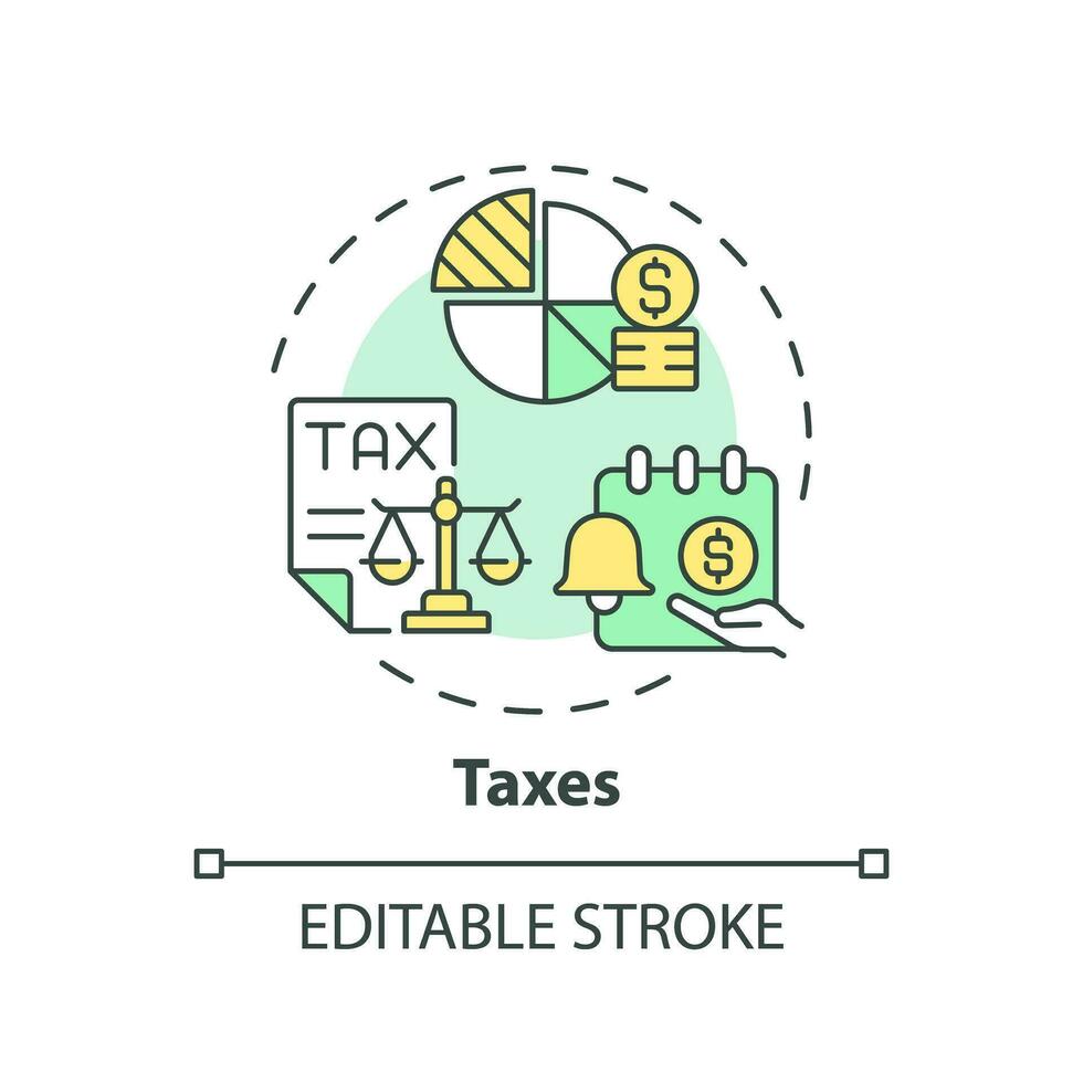 Steuern Konzept Symbol. steuerlich Politik. Geld Management. finanziell Verordnung. wirtschaftlich System. steuerpflichtig Einkommen abstrakt Idee dünn Linie Illustration. isoliert Gliederung Zeichnung. editierbar Schlaganfall vektor