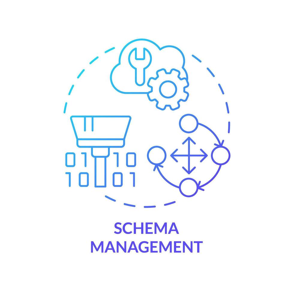 Schema Verwaltung Blau Gradient Konzept Symbol. Aufzeichnung Neu Information. Digital Lagerung. Daten Haus am See abstrakt Idee dünn Linie Illustration. isoliert Gliederung Zeichnung vektor