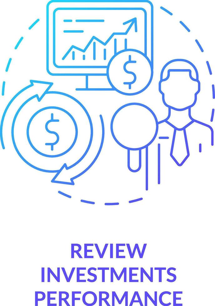 Rezension Investitionen Performance Blau Gradient Konzept Symbol. Daten Analysieren. finanziell Strategie abstrakt Idee dünn Linie Illustration. isoliert Gliederung Zeichnung vektor