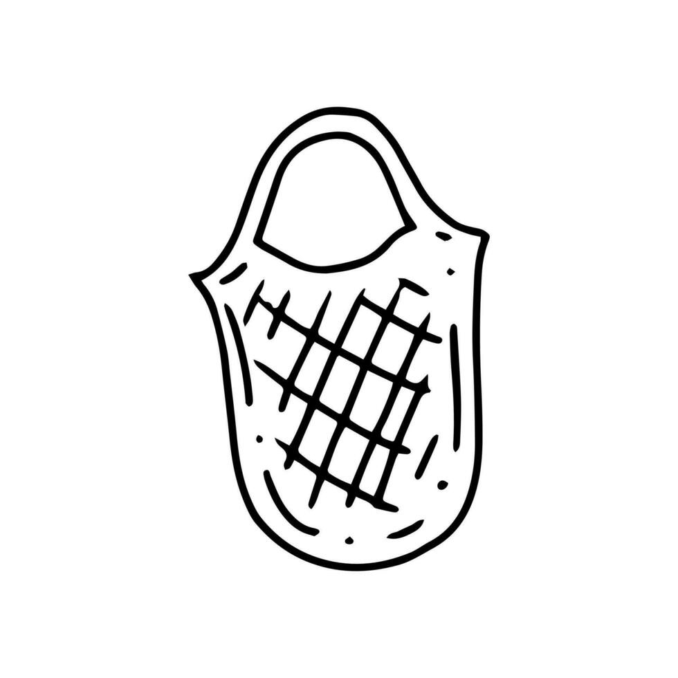 Öko Material Tasche auf ein Weiß Hintergrund. Öko Konzept. Hand gezeichnet Vektor Gliederung Gekritzel Symbol.