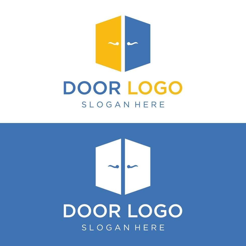 einfach öffnen Tür abstrakt Logo Vorlage Design, Innere mit geometrisch gestalten oder Monogramm. zum Gebäude Konstruktion, Geschäft Eigentum und Firmen. vektor