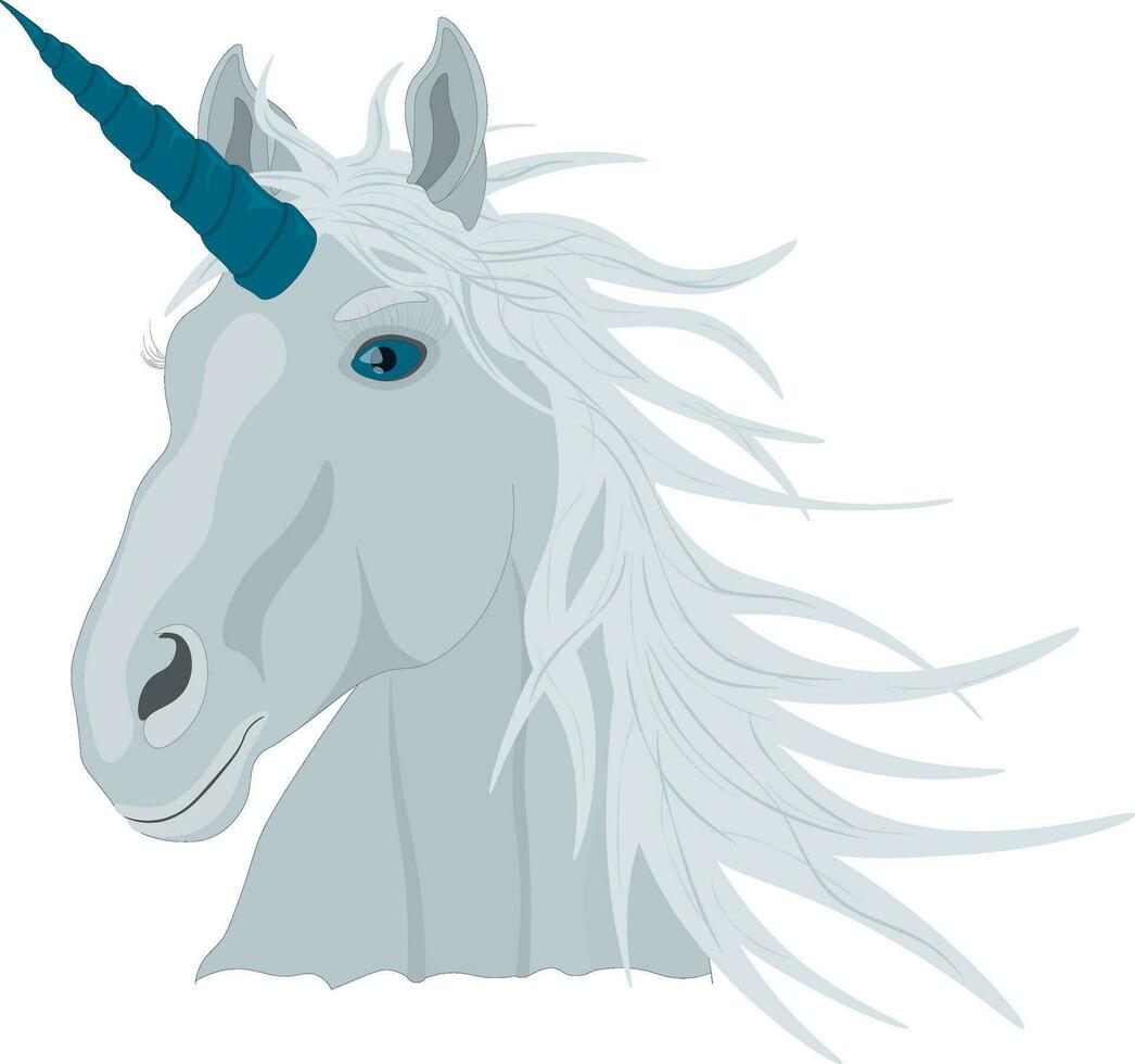 Silber Einhorn mit Türkis Augen Vektor Illustration