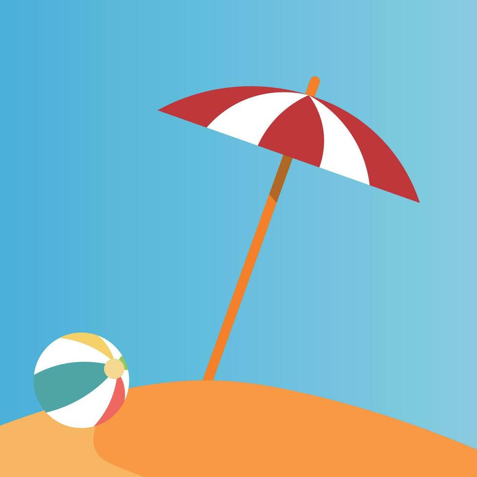 sommar semester. paraply och en boll på de strand vektor