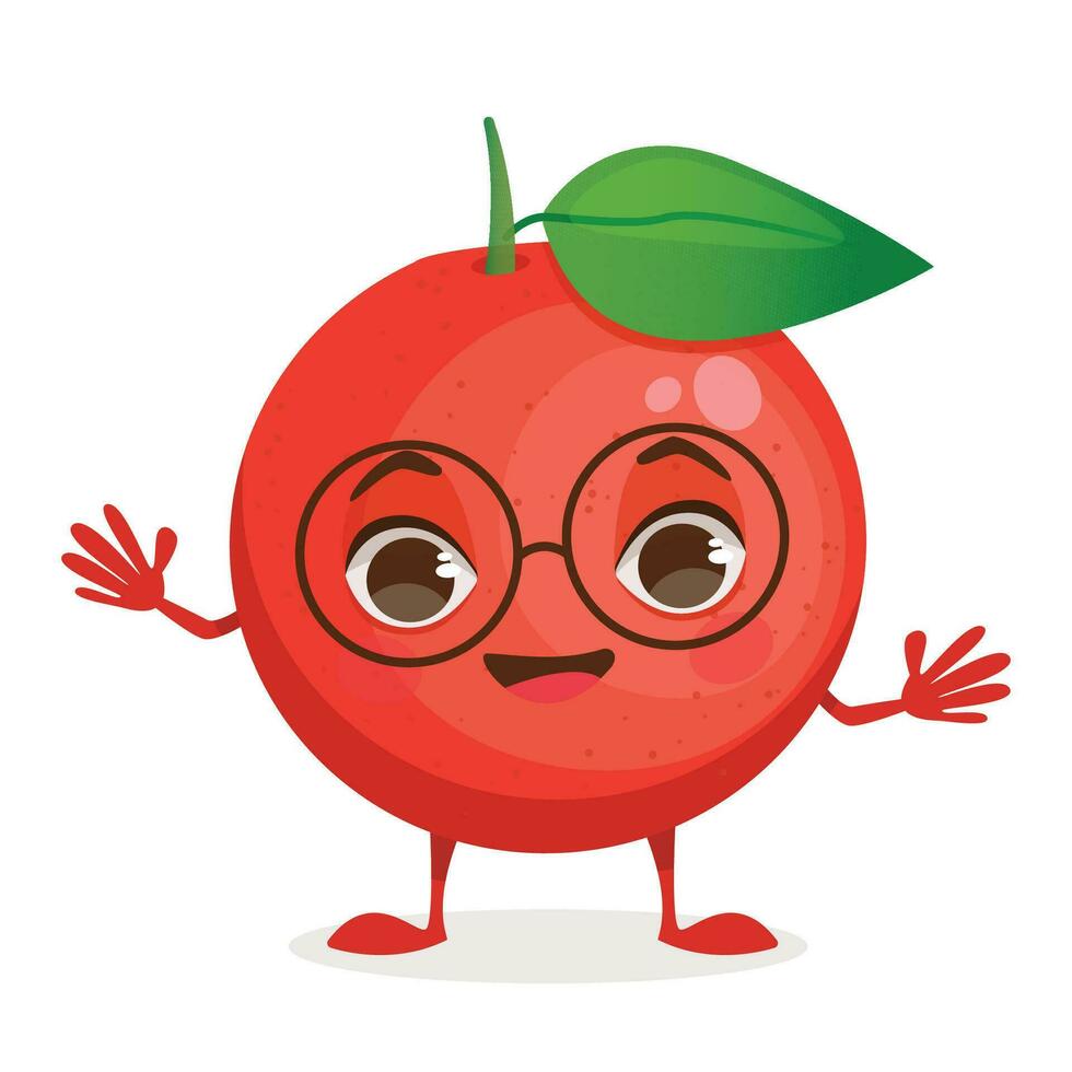 Obst Karikatur Charakter - - Grapefruit. Obst mit Gesicht, Waffen und Beine. Vektor Grafik.