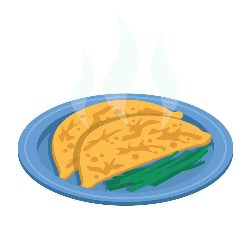 Tscheburek. gebraten im Öl eben Gebäck Pastetchen ausgestopft mit Fleisch und Gewürze. Vektor Grafik.