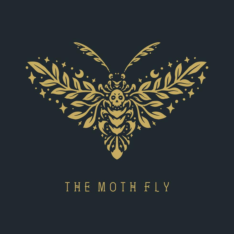 das Motte fliegen Schädel Schmetterling mit elegant nobel Jahrgang Stil Illustration vektor