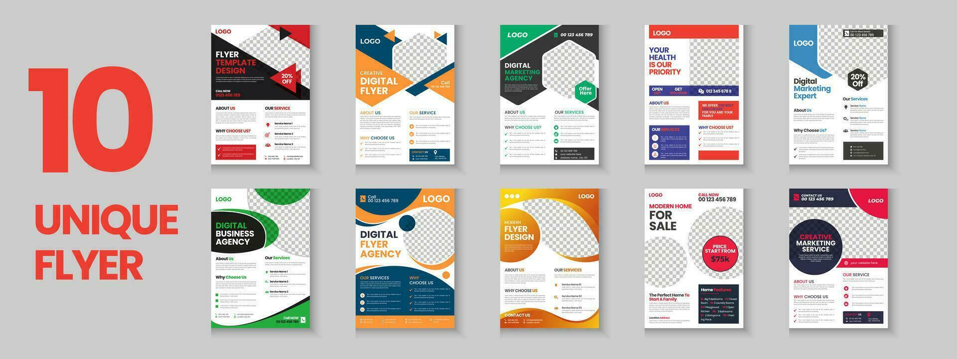 bunt korporativ Flyer Sammlung, Flyer bündeln, Mega einstellen Gradient Farbe Broschüre, jährlich Bericht, Vorschlag, Flugblatt, Unternehmen Profil, Digital Marketing Poster, Fall von lernen, a4 Layout mit Attrappe, Lehrmodell, Simulation vektor