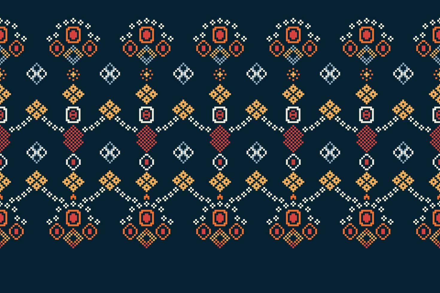 etnisk geometrisk tyg mönster korsa stitch.ikat broderi etnisk orientalisk pixel mönster Marin blå bakgrund. abstrakt, vektor, illustration. textur, kläder, ram, dekoration, motiv, siden tapet. vektor