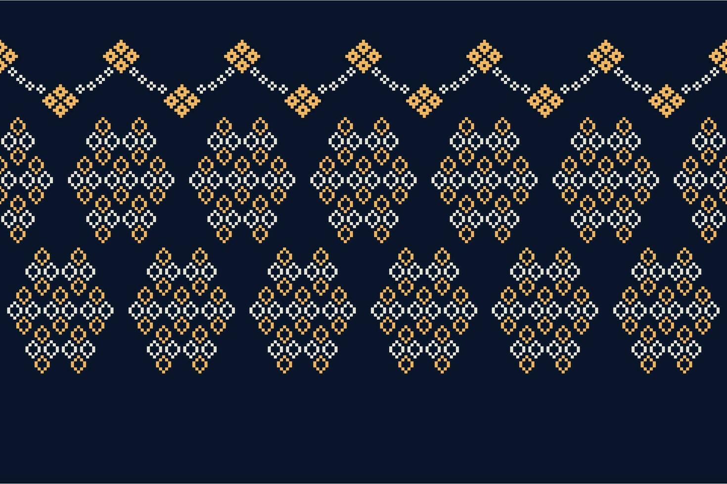 ethnisch geometrisch Stoff Muster Kreuz Stich.ikat Stickerei ethnisch orientalisch Pixel Muster Marine Blau Hintergrund. abstrakt, vektor, illustration. Textur, Kleidung, Rahmen, Dekoration, Motive, Seide Hintergrund. vektor