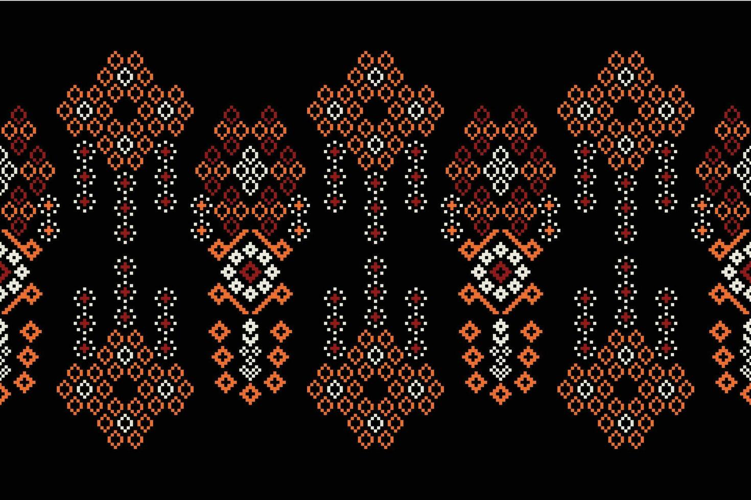 etnisk geometrisk tyg mönster korsa stitch.ikat broderi etnisk orientalisk pixel mönster svart bakgrund. abstrakt, vektor, illustration. textur, kläder, ram, dekoration, motiv, siden tapet. vektor