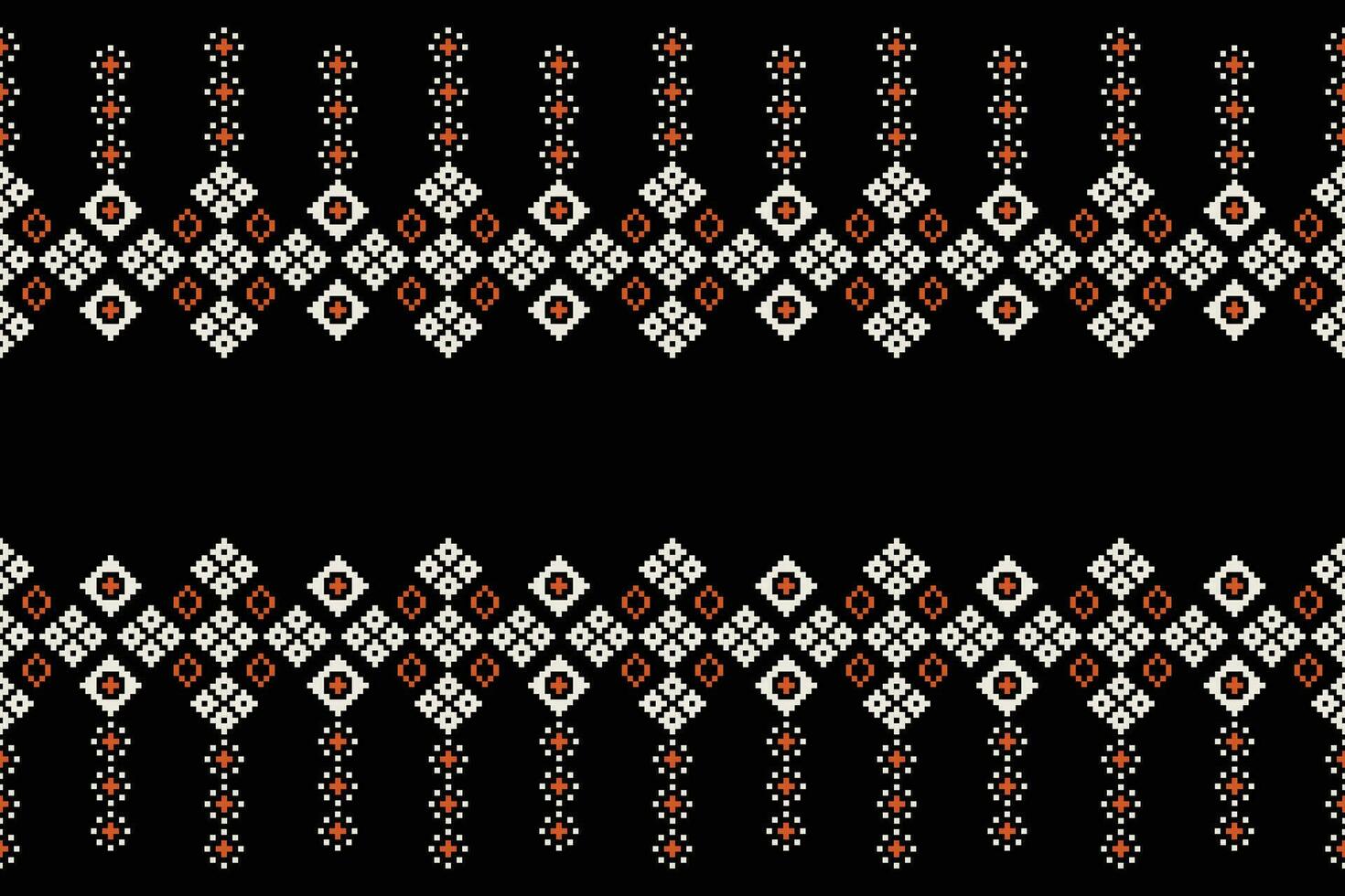 etnisk geometrisk tyg mönster korsa stitch.ikat broderi etnisk orientalisk pixel mönster svart bakgrund. abstrakt, vektor, illustration. textur, kläder, ram, dekoration, motiv, siden tapet. vektor