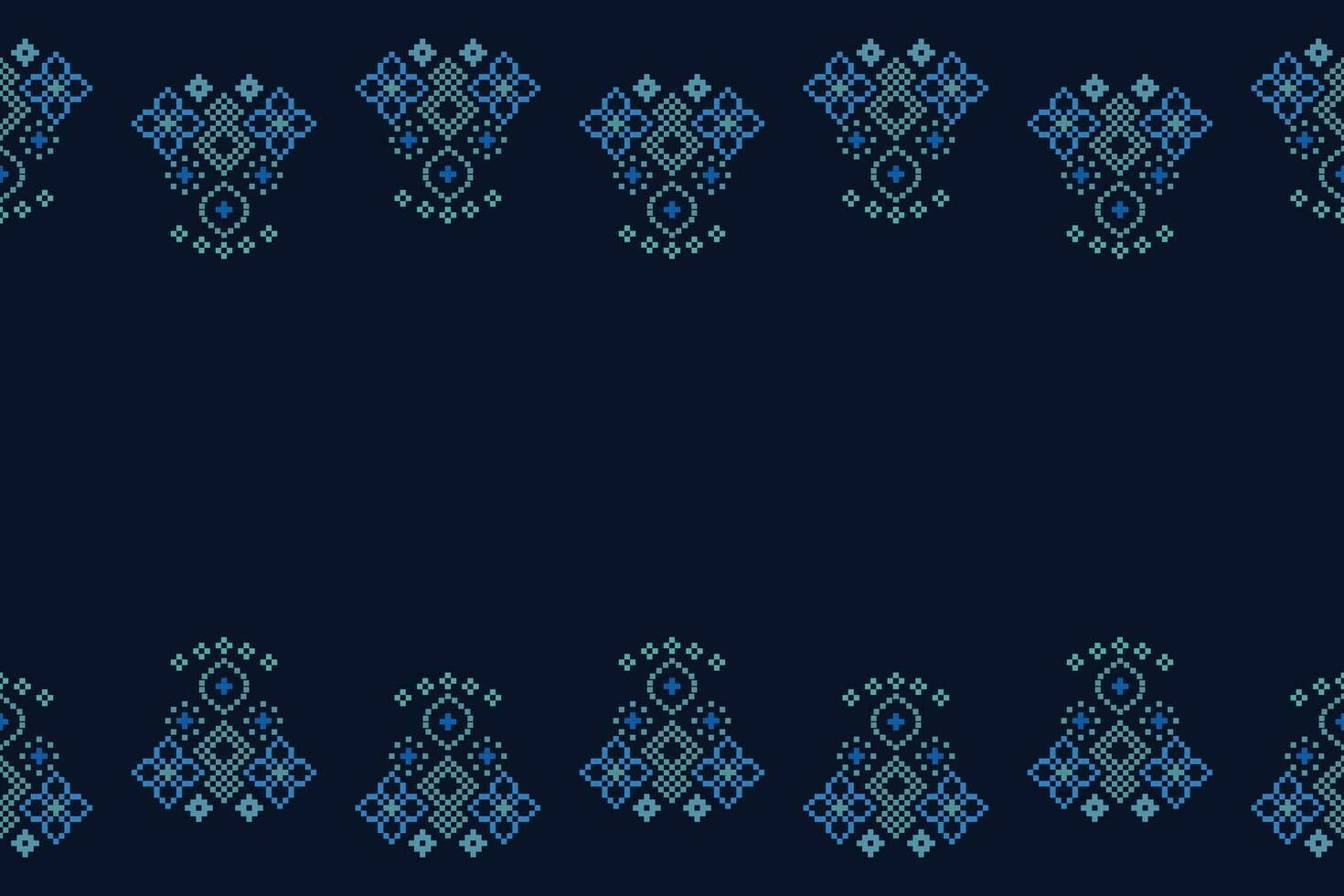 ethnisch geometrisch Stoff Muster Kreuz Stich.ikat Stickerei ethnisch orientalisch Pixel Muster Marine Blau Hintergrund. abstrakt, vektor, illustration. Textur, Kleidung, Rahmen, Dekoration, Motive, Seide Hintergrund. vektor