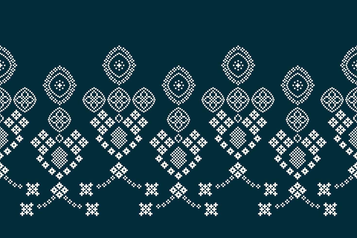 etnisk geometrisk tyg mönster korsa stitch.ikat broderi etnisk orientalisk pixel mönster Marin blå bakgrund. abstrakt, vektor, illustration. textur, kläder, ram, dekoration, motiv, siden tapet. vektor