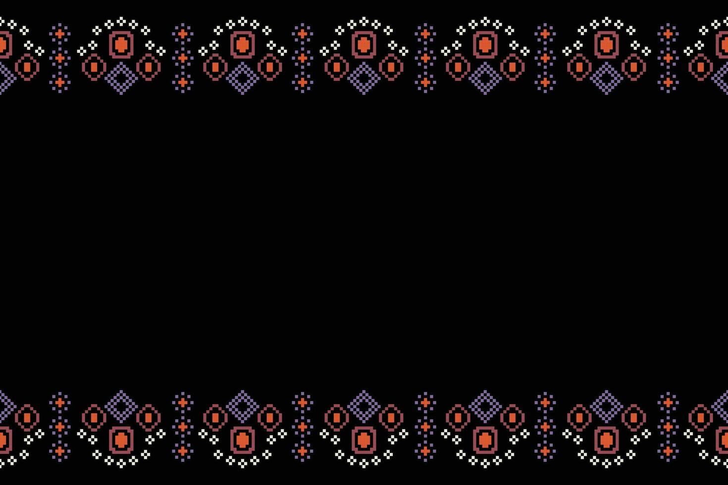 ethnisch geometrisch Stoff Muster Kreuz Stich.ikat Stickerei ethnisch orientalisch Pixel Muster schwarz Hintergrund. abstrakt, vektor, illustration. Textur, Kleidung, Rahmen, Dekoration, Motive, Seide Hintergrund. vektor