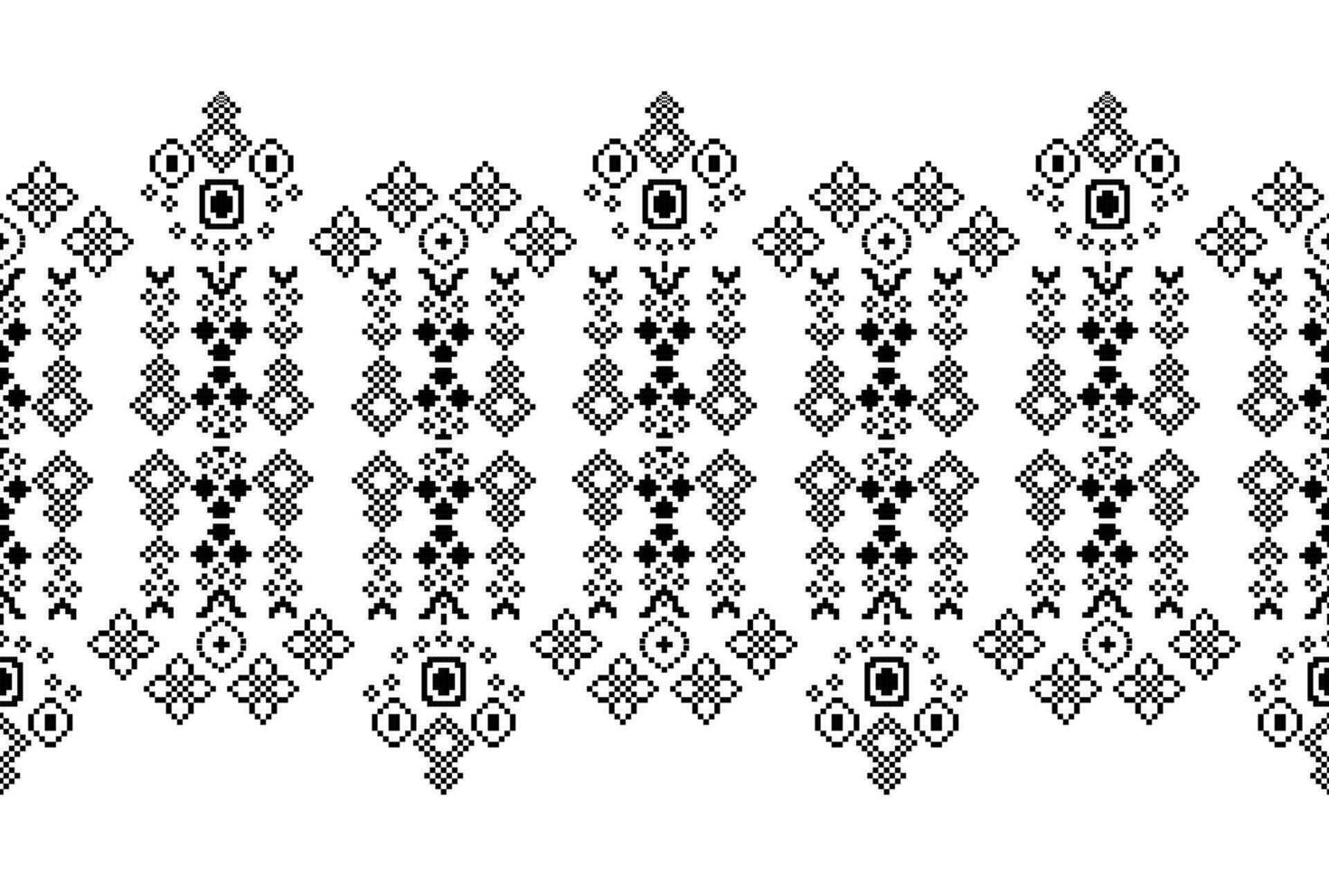 ethnisch geometrisch Stoff Muster Kreuz Stich.ikat Stickerei ethnisch orientalisch Pixel schwarz Weiß Hintergrund. abstrakt, vektor, illustration. Textur, Kleidung, Rahmen, Dekoration, Motive, Seide Hintergrund. vektor