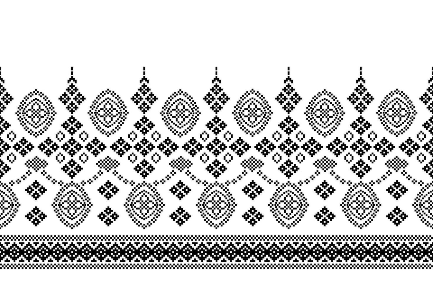 etnisk geometrisk tyg mönster korsa stitch.ikat broderi etnisk orientalisk pixel svart vit bakgrund. abstrakt, vektor, illustration. textur, kläder, ram, dekoration, motiv, siden tapet. vektor