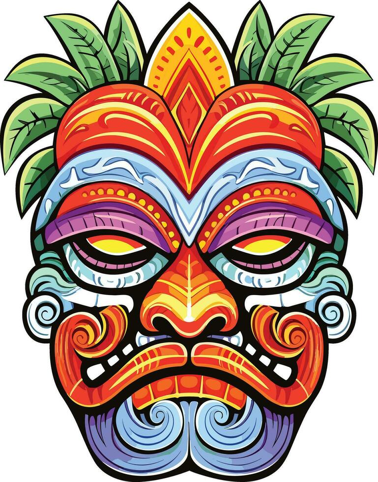 Tiki Festival, Tiki Maske Vektor Illustration, Tiki Masken zum T-Shirt Design, Aufkleber und Mauer Kunst