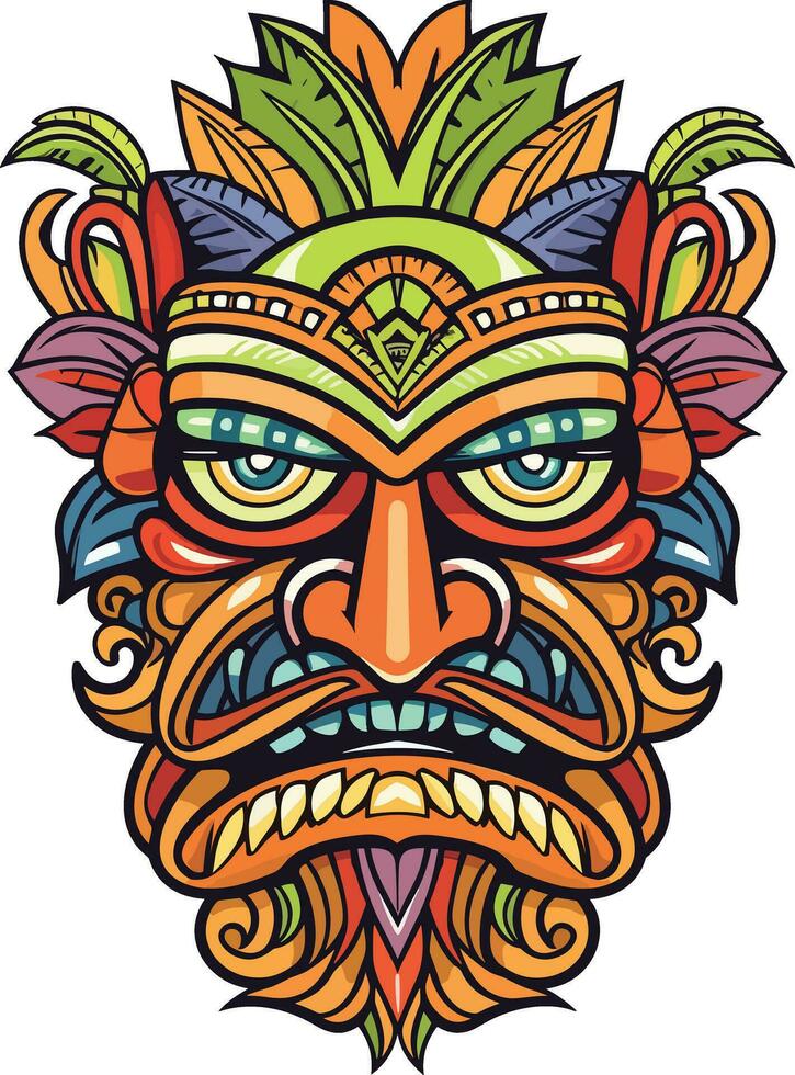 tiki festival, tiki mask vektor illustration, tiki masker för t-shirt design, klistermärke och vägg konst