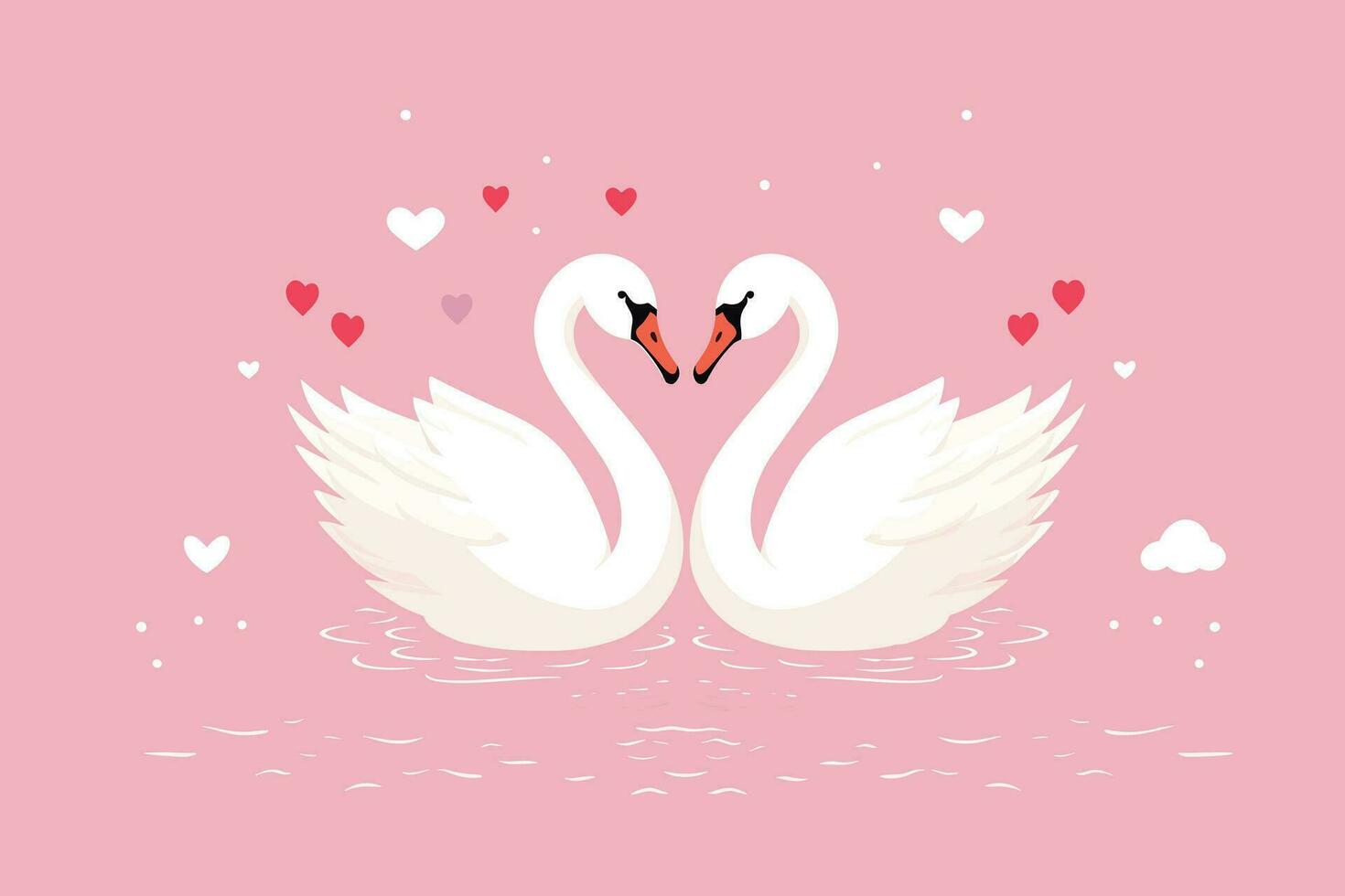 zwei Schwäne gebildet Liebe gestalten Illustration, zwei Schwäne gebildet Liebe Form, Schwäne gemeint zum Liebe, Liebhaber Tag Hintergrund, Valentinsgrüße Tag Hintergrund vektor