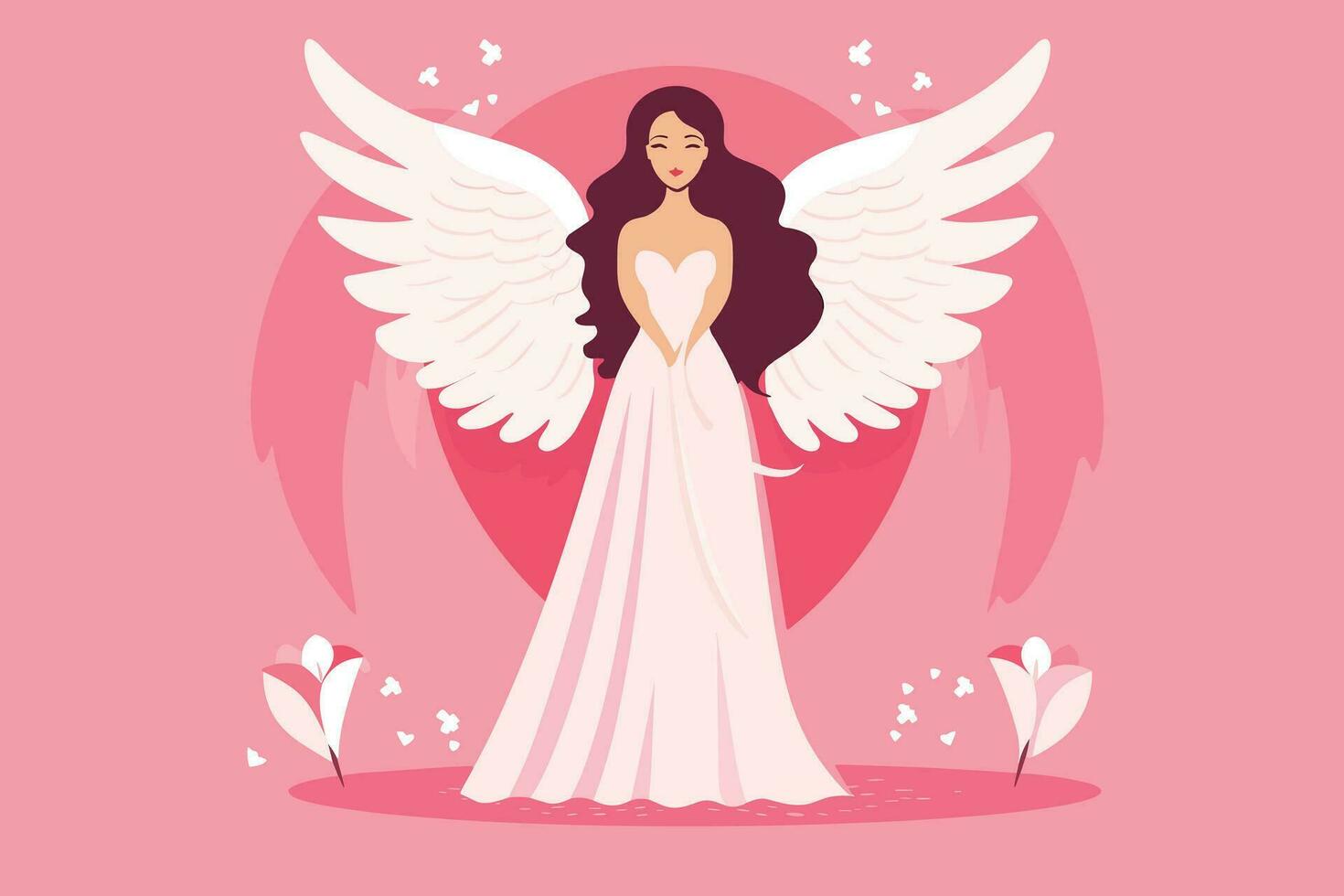 schön Fee mit ein Engel Aura Illustration, Engel mit Flügel Illustration im Rosa Hintergrund vektor