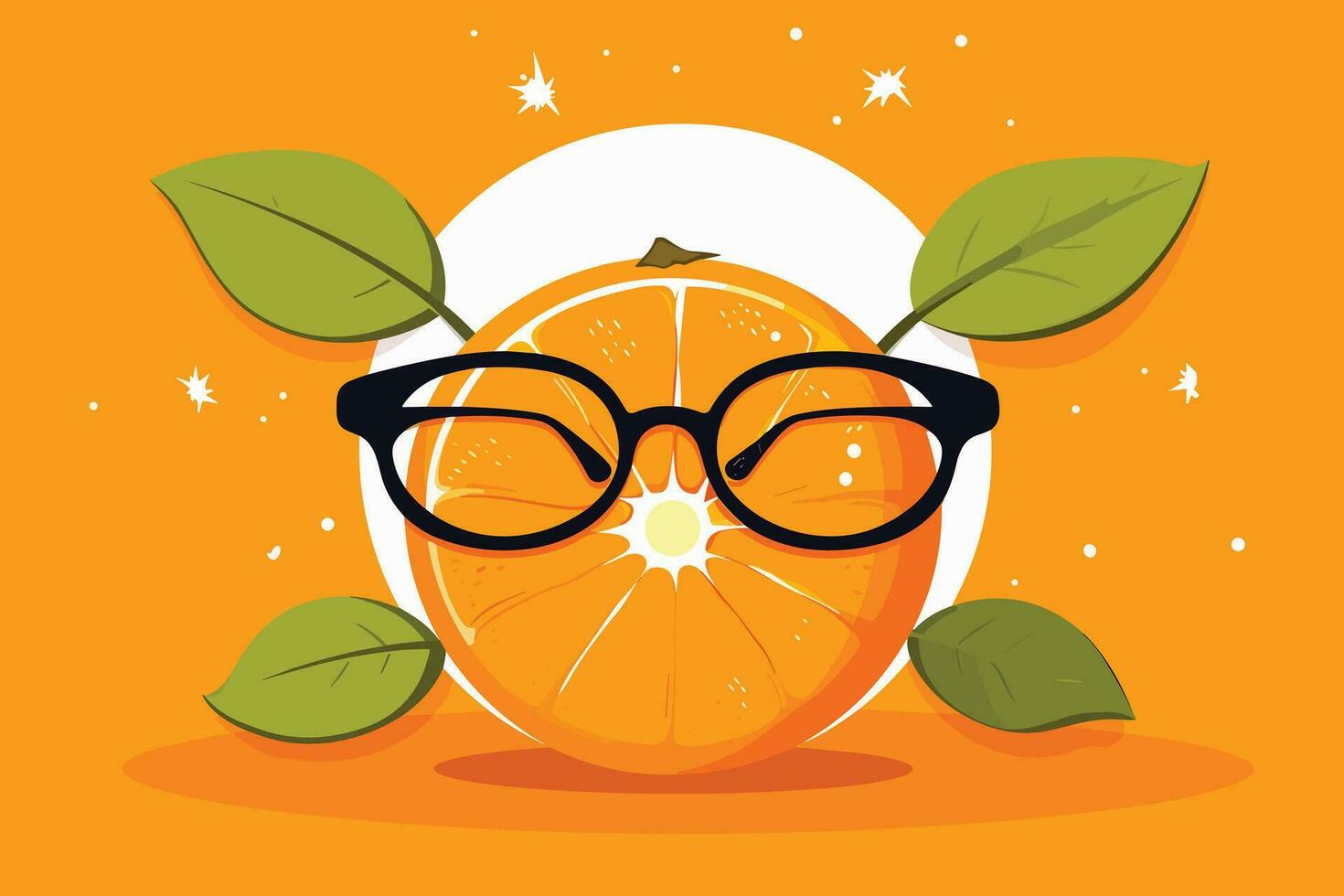 frisch Schnitt Zitrusfrüchte Obst und stilvoll Brille auf Weiß Hintergrund, Auge Brille mit Orangen Illustration vektor