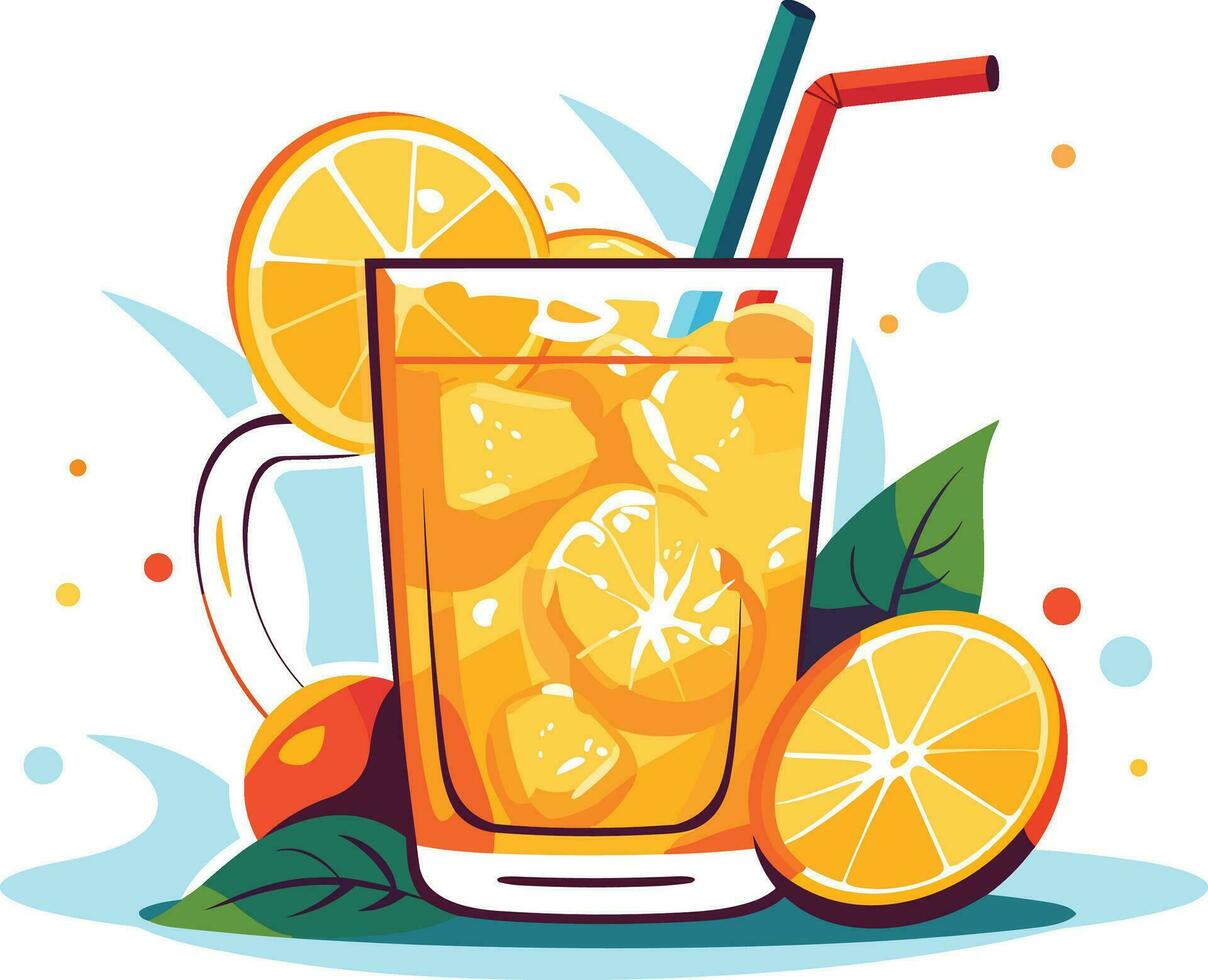 uppfriskande citrus- juice i glas på vit bakgrund, uppfriskande orange juice i glas vektor illustration