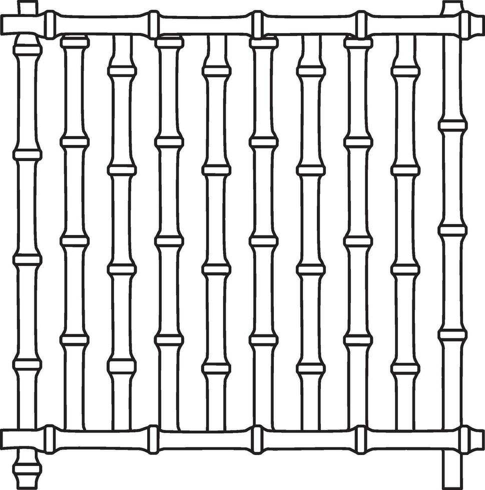 linear Bambus Zaun. Gliederung Vektor