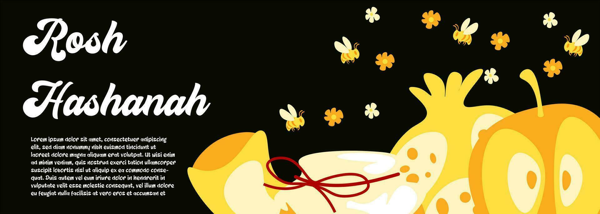 rosh hashanah Gruß Karte. Apfel, Honig, Blume, Granatapfel, Schofar Illustration. rosh hashanah modisch Banner vektor