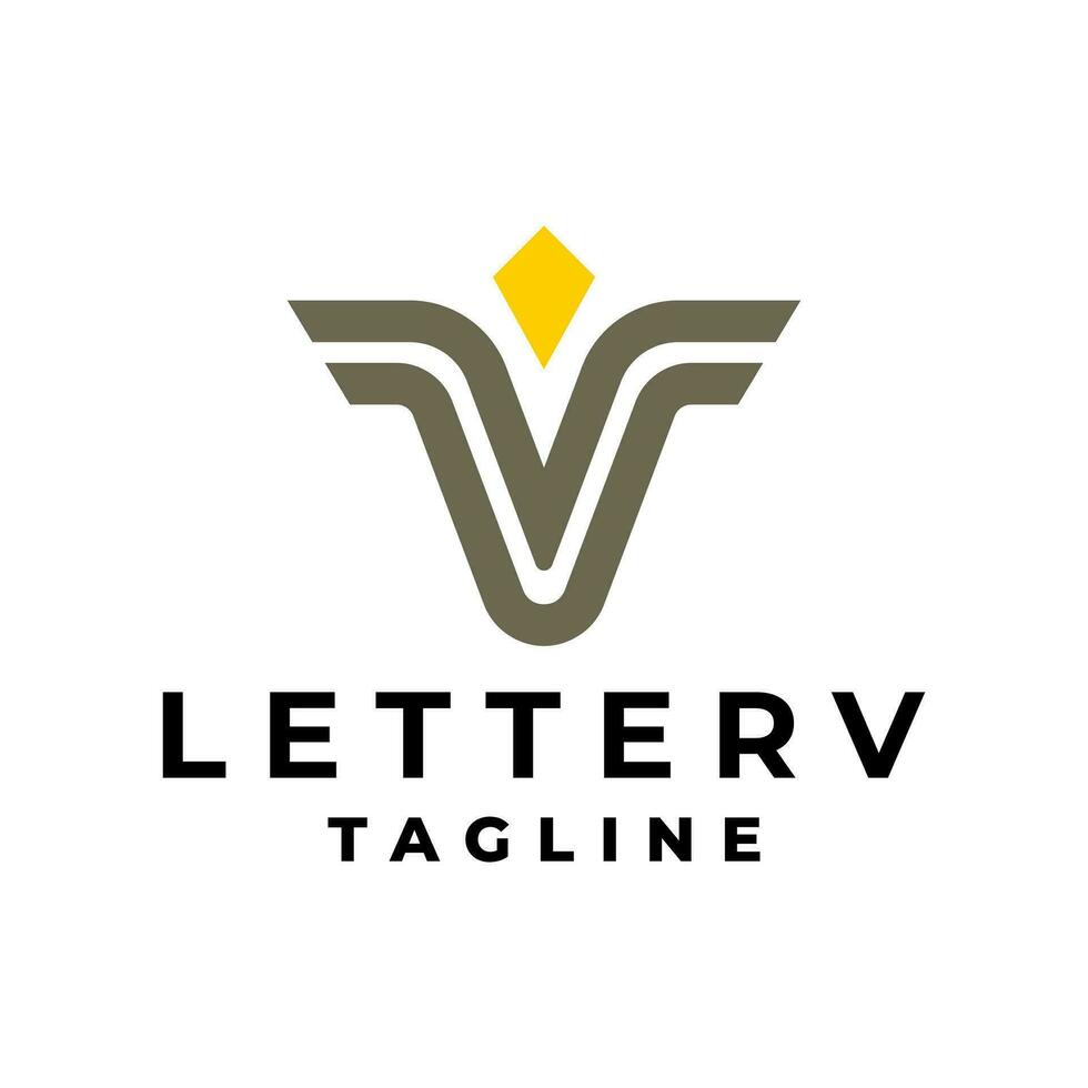 brev v logotyp med diamant silhuett. modern logotyp för några företag. vektor