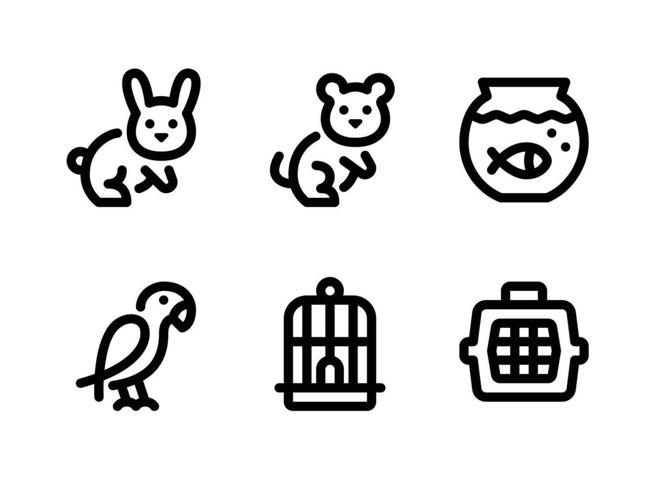 enkel uppsättning av husdjur affär vektor linje ikoner