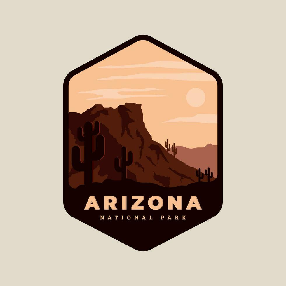 Arizona National Jahrgang Logo Jahrgang Vektor Landschaft Illustration Design.