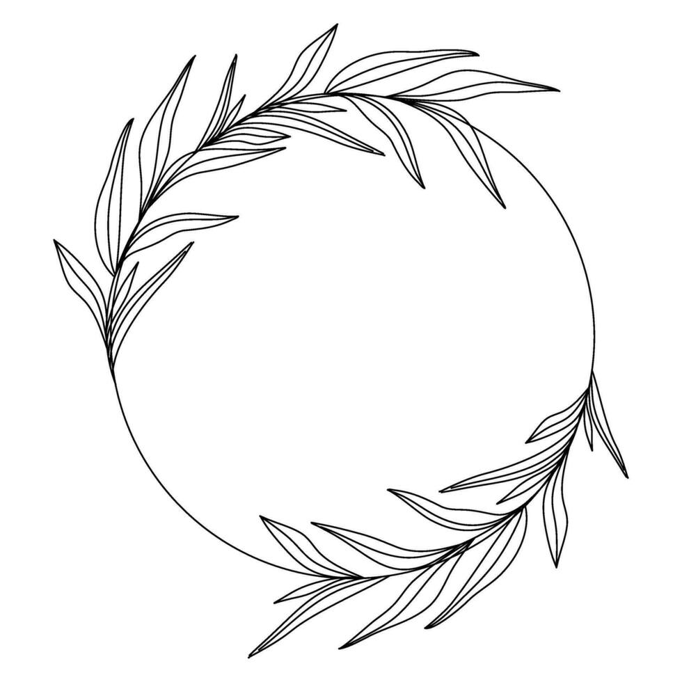 krans löv linje konst skiss outlin logotyp illustration vektor
