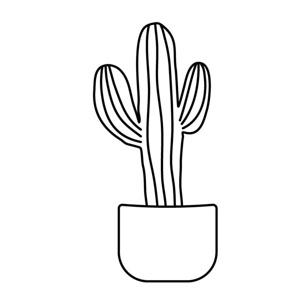 kaktus linje konst kaktusar öken- illustration hand dragen vektor