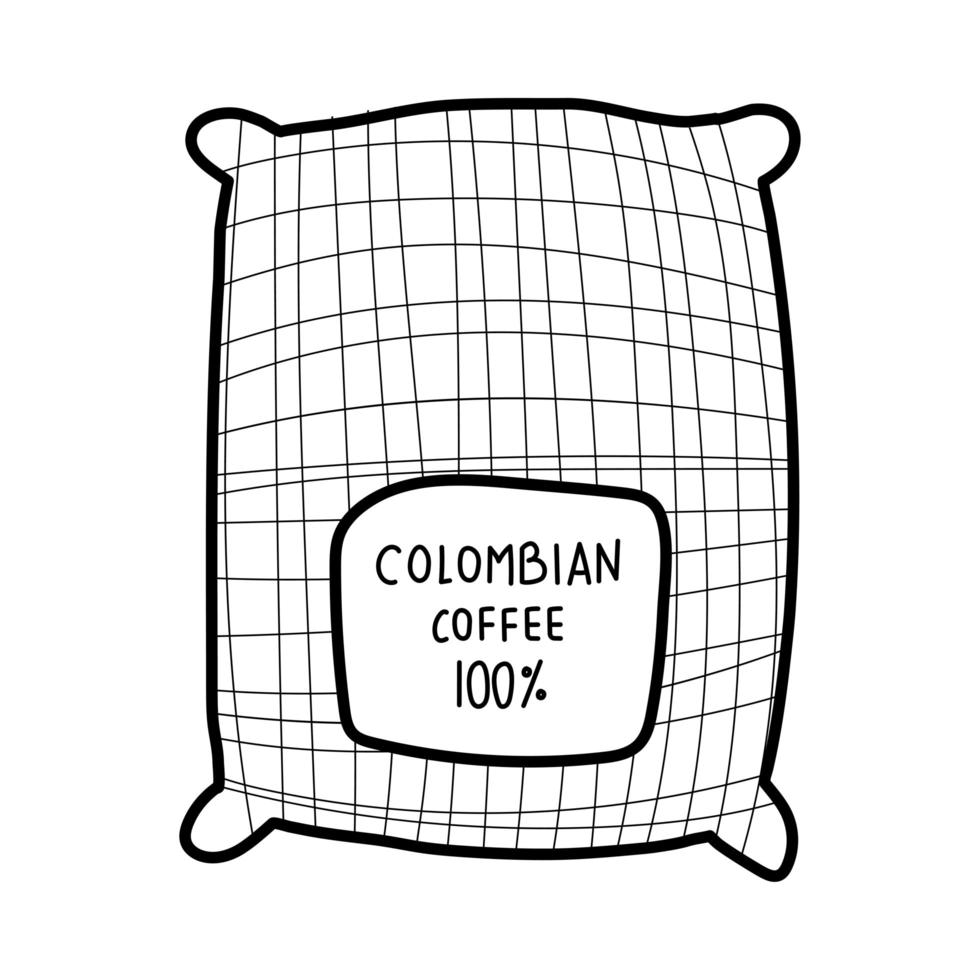 Stilikone der kolumbianischen Kaffeesack-Produktlinie vektor