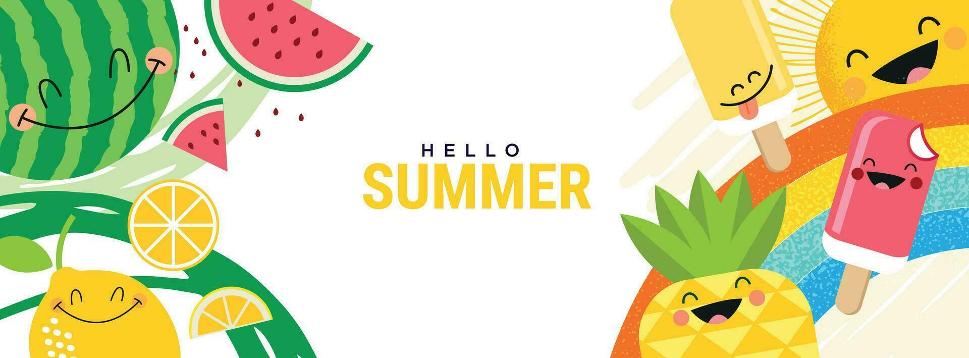 Hej sommar. vektor illustration begrepp för hemsida design, bakgrund, social media baner, resa och Semester annonser, försäljning befordran, affisch, marknadsföring material, sommar kort, fest inbjudan.