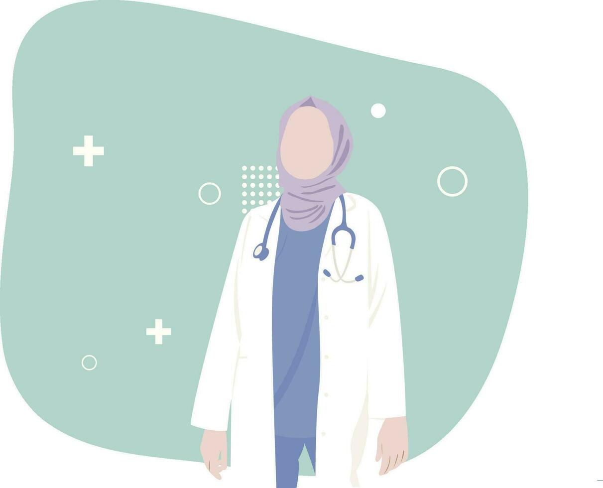 Illustration Charakter Arzt Muslim Frau isoliert vektor