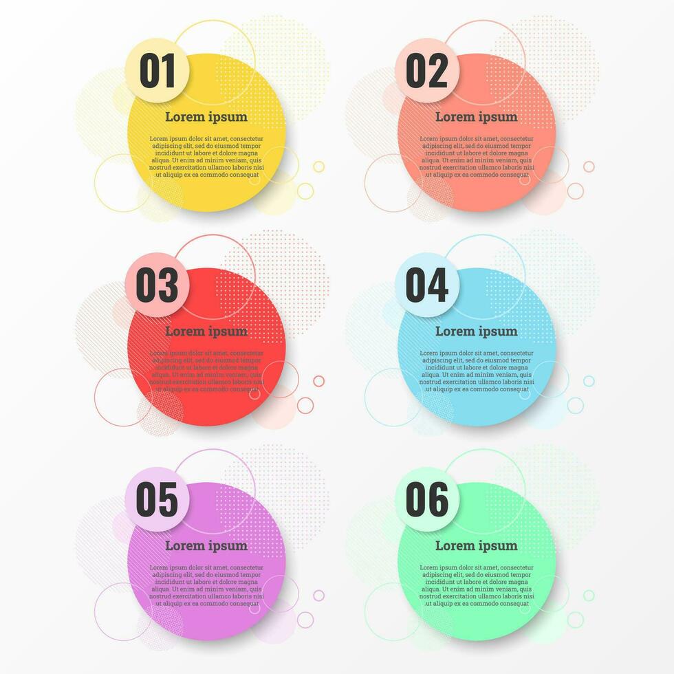 Infografik benutzt zum detailliert Berichte von alle 6 Themen. vektor