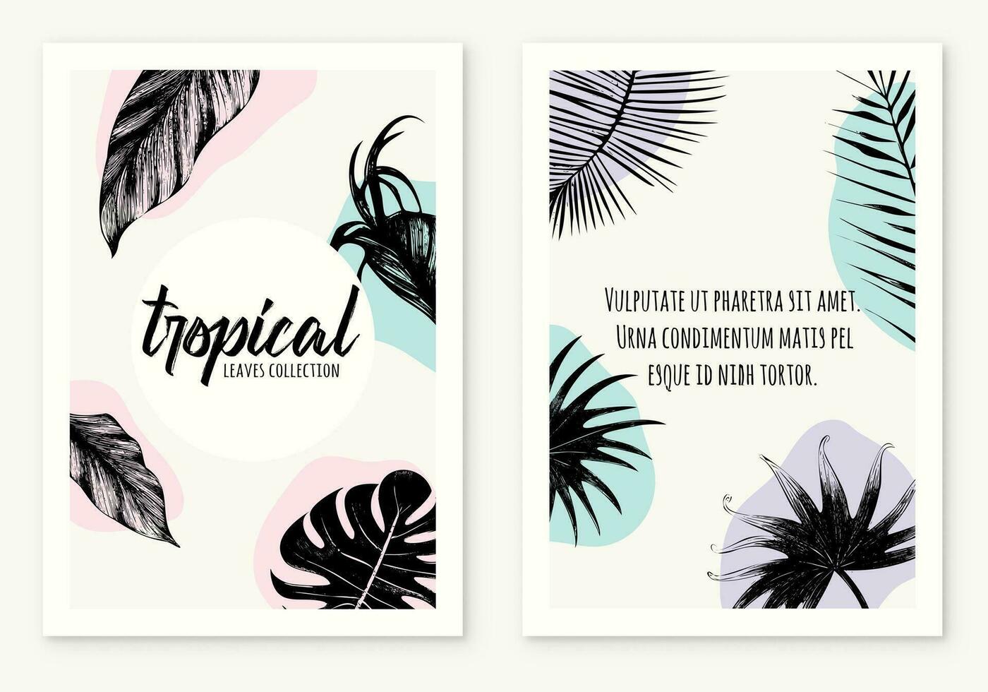 Vorlage Poster Illustration tropisch Pflanzen und Blätter, Hand gezeichnet Stil, Gliederung skizzieren. Netz Banner. vektor