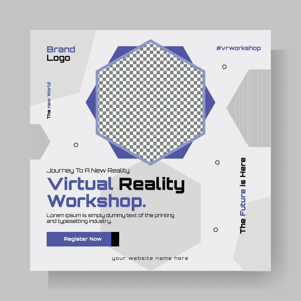 virtuell verklighet verkstad socia media posta baner mall vektor
