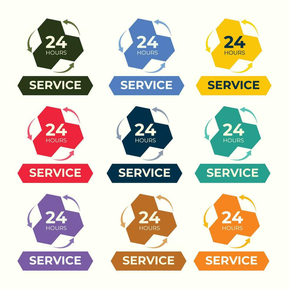 24 timmar service märka eller clipar vektor design