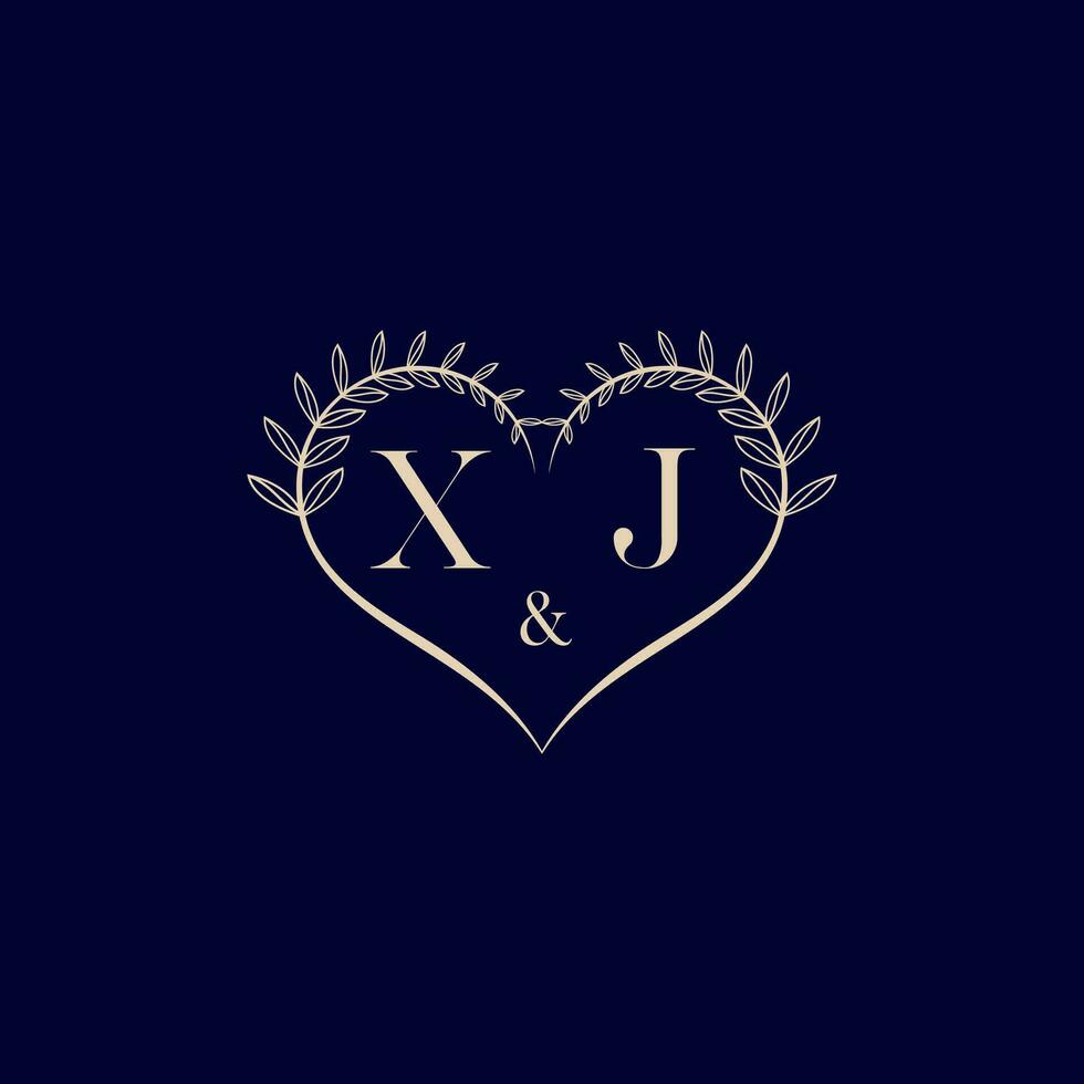 xj blommig kärlek form bröllop första logotyp vektor