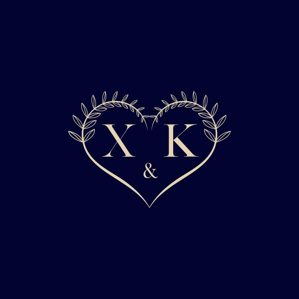 xk blommig kärlek form bröllop första logotyp vektor