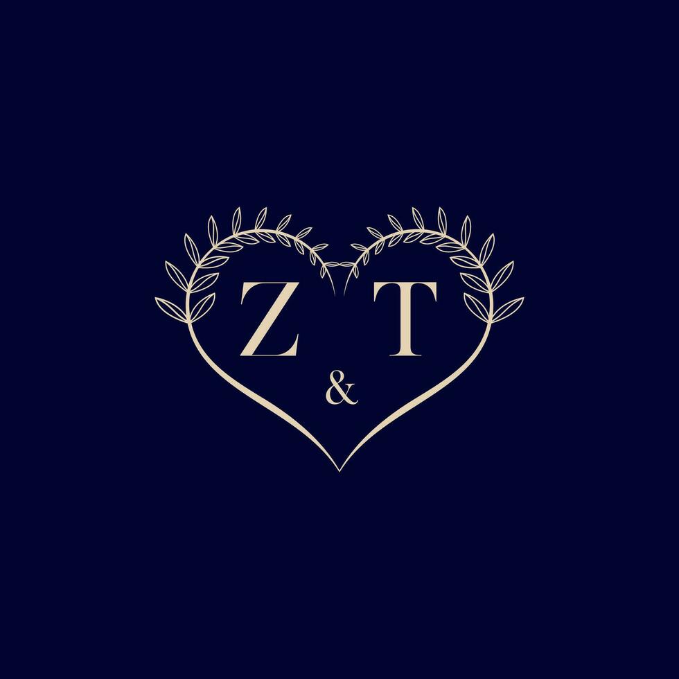 zt Blumen- Liebe gestalten Hochzeit Initiale Logo vektor