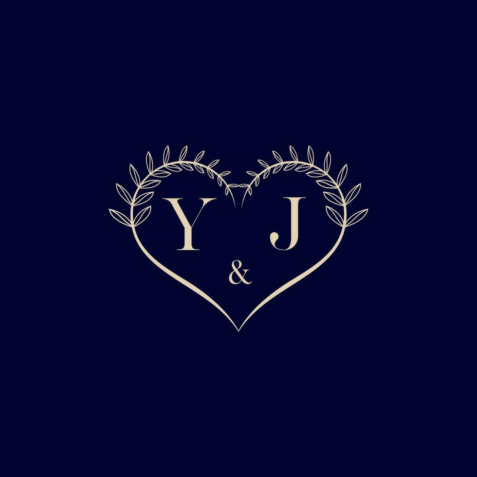 yj blommig kärlek form bröllop första logotyp vektor