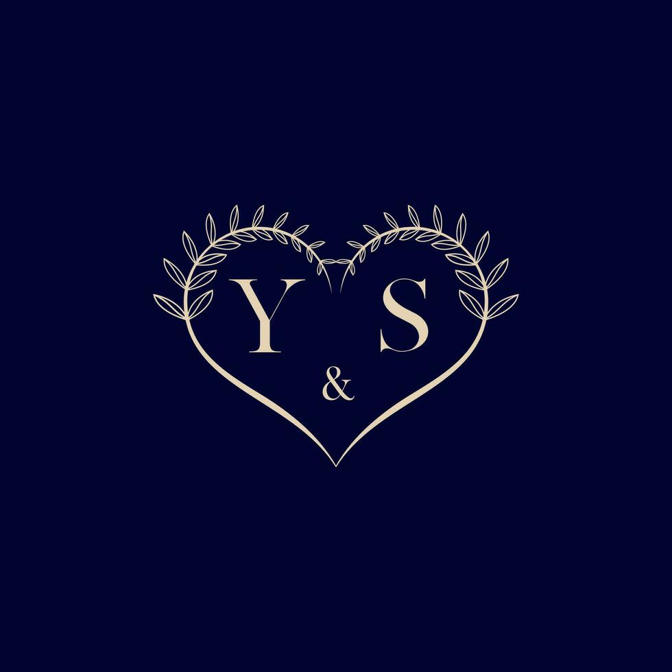 ys blommig kärlek form bröllop första logotyp vektor