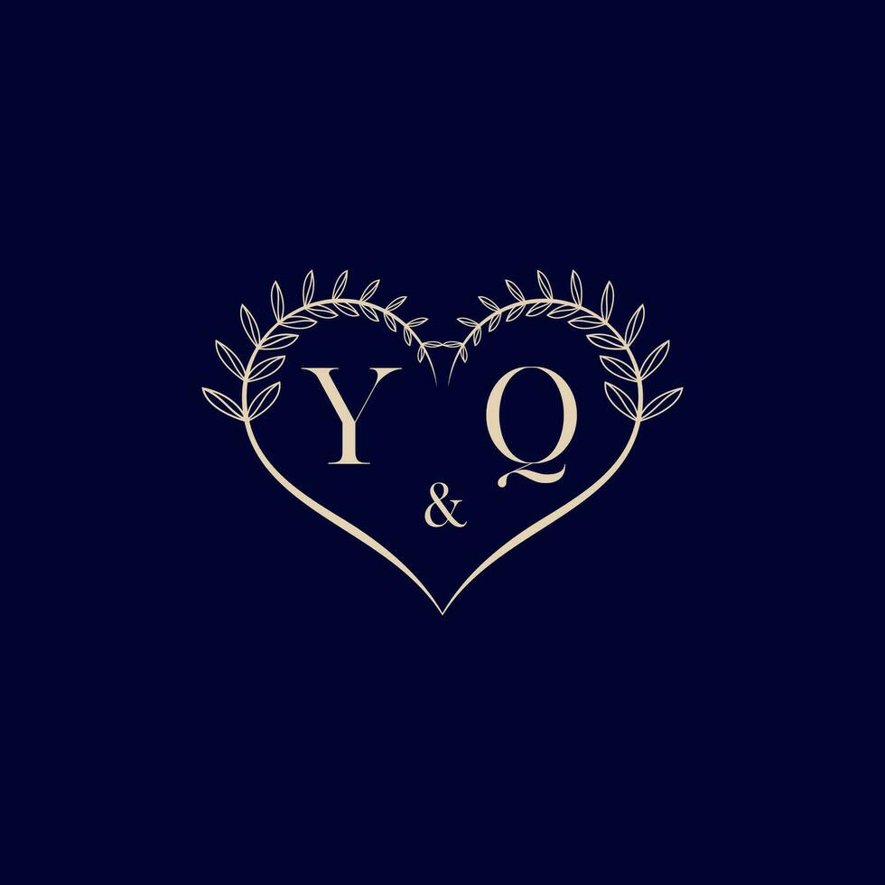 yq blommig kärlek form bröllop första logotyp vektor
